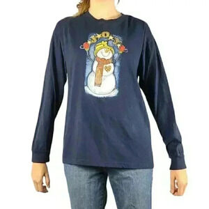 Authetic Classics Joy Holiday Christmas Snowman Long Sleeve Shirt